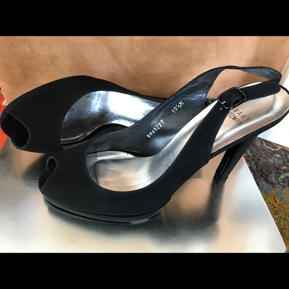 Silk Platform Stuart Weitzman Blk 10 like new - Picture 1 of 5